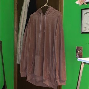 Mauve Velvet Hooded Hoodie Sweater Pullover 2XL